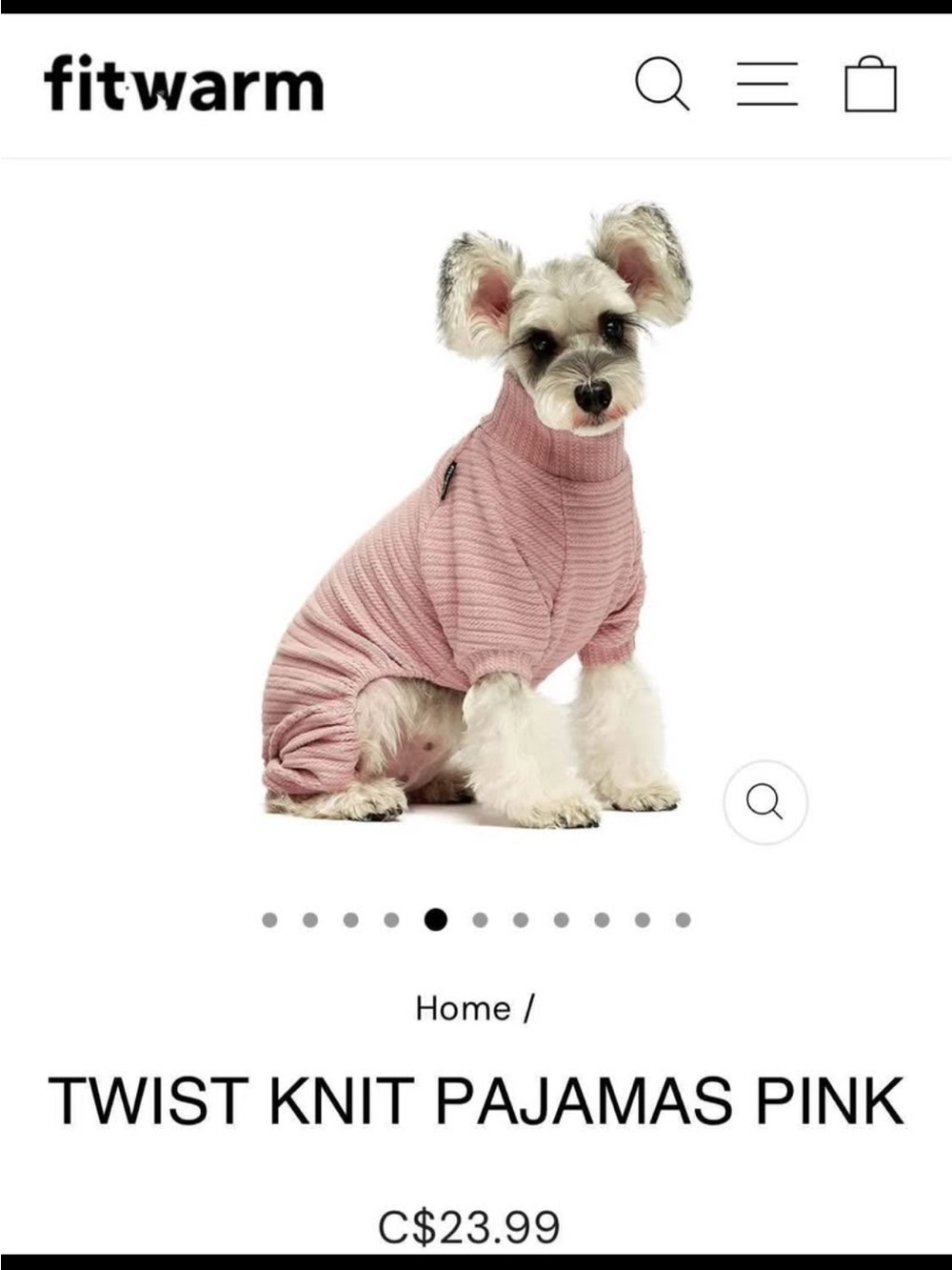 fitwarm Dusty Pink Ribbed Twist Knit Dog Onesie